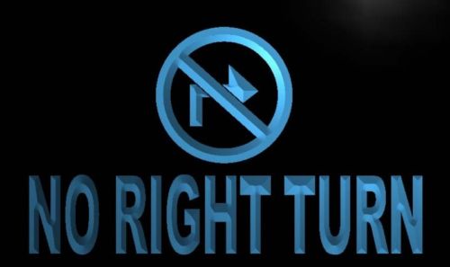 No Right Turn Neon Light Sign